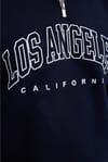 Erkek Relax Fit Rahat Kesim Pamuklu Yarım Fermuarlı Baskılı Lacivert Sweatshirt
