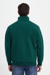 Erkek Relax Fit Rahat Kesim Pamuklu Yarım Fermuarlı Baskılı Haki Sweatshirt