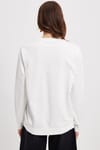 Kadın Oversize Geniş Kesim %100 Pamuk 2 İplik Bisiklet Yaka Beyaz Sweatshirt 