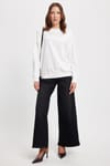 Kadın Oversize Geniş Kesim %100 Pamuk 2 İplik Bisiklet Yaka Beyaz Sweatshirt 