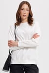Kadın Oversize Geniş Kesim %100 Pamuk 2 İplik Bisiklet Yaka Beyaz Sweatshirt 