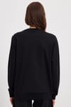 Kadın Oversize Geniş Kesim %100 Pamuk 2 İplik Bisiklet Yaka Siyah Sweatshirt 