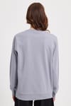 Kadın Oversize Geniş Kesim %100 Pamuk 2 İplik Bisiklet Yaka Açık Gri Sweatshirt 