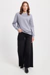 Kadın Oversize Geniş Kesim %100 Pamuk 2 İplik Bisiklet Yaka Açık Gri Sweatshirt 