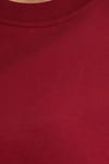 Kadın Oversize Geniş Kesim %100 Pamuk 2 İplik Bisiklet Yaka Bordo Sweatshirt 