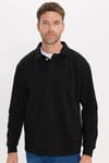 RELAX FIT PLAIN BUTTONED POLO  COLLAR HIDDEN PLACKET MAHREZ SWEATSHIRT