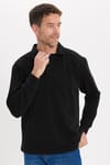 RELAX FIT PLAIN BUTTONED POLO  COLLAR HIDDEN PLACKET MAHREZ SWEATSHIRT