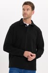 RELAX FIT PLAIN BUTTONED POLO  COLLAR HIDDEN PLACKET MAHREZ SWEATSHIRT