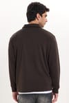 RELAX FIT PLAIN BUTTONED POLO  COLLAR HIDDEN PLACKET MAHREZ SWEATSHIRT