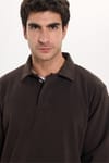 RELAX FIT PLAIN BUTTONED POLO  COLLAR HIDDEN PLACKET MAHREZ SWEATSHIRT
