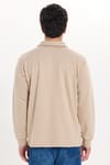 RELAX FIT PLAIN BUTTONED POLO  COLLAR HIDDEN PLACKET MAHREZ SWEATSHIRT