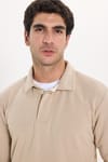 RELAX FIT PLAIN BUTTONED POLO  COLLAR HIDDEN PLACKET MAHREZ SWEATSHIRT