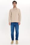 RELAX FIT PLAIN BUTTONED POLO  COLLAR HIDDEN PLACKET MAHREZ SWEATSHIRT
