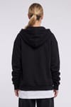 Kadın Oversize Geniş Kesim %100 Pamuk Kapüşonlu Fermuarlı Cepli Siyah Sweatshirt