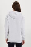 Kadın Oversize Geniş Kesim %100 Pamuk Kapüşonlu Fermuarlı Cepli Gri Sweatshirt