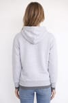 Kadın Oversize Geniş Kesim %100 Pamuk Kapüşonlu Fermuarlı Cepli Gri Sweatshirt