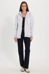 Kadın Oversize Geniş Kesim %100 Pamuk Kapüşonlu Fermuarlı Cepli Gri Sweatshirt