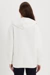 Kadın Oversize Geniş Kesim %100 Pamuk Kapüşonlu Fermuarlı Cepli Ekru Sweatshirt