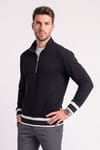 RELAX FIT STAND COLLAR HALF ZIPPER  KANGAROO POCKET ALMADA SWEATSHIRT