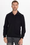 Erkek Regular Fit Klasik Kesim Uzun Kollu Siyah Polo Yaka Sweatshirt