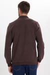 Erkek Regular Fit Klasik Kesim Uzun Kollu Kahverengi Polo Yaka Sweatshirt