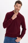 Erkek Regular Fit Klasik Kesim Uzun Kollu Bordo Polo Yaka Sweatshirt