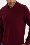 Erkek Regular Fit Klasik Kesim Uzun Kollu Bordo Polo Yaka Sweatshirt