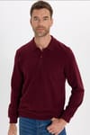 Erkek Regular Fit Klasik Kesim Uzun Kollu Bordo Polo Yaka Sweatshirt