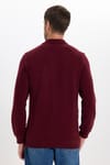 Erkek Regular Fit Klasik Kesim Uzun Kollu Bordo Polo Yaka Sweatshirt