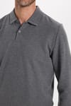 Erkek Regular Fit Klasik Kesim Uzun Kollu Antrasit Polo Yaka Sweatshirt