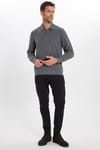 Erkek Regular Fit Klasik Kesim Uzun Kollu Antrasit Polo Yaka Sweatshirt