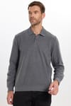 Erkek Regular Fit Klasik Kesim Uzun Kollu Antrasit Polo Yaka Sweatshirt