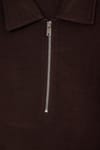 Erkek Regular Fit Klasik Kesim Fermuarlı Selanik Kumaş Kahverengi Polo Yaka Sweatshirt
