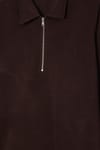 Erkek Regular Fit Klasik Kesim Fermuarlı Selanik Kumaş Kahverengi Polo Yaka Sweatshirt