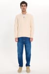 Erkek Regular Fit Klasik Kesim Fermuarlı Selanik Kumaş Sarı Polo Yaka Sweatshirt
