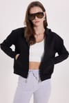 KADIN DÜZ KAPÜŞONLU FERMUARLI RDN-2395 SWEATSHIRT