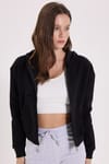 KADIN DÜZ KAPÜŞONLU FERMUARLI RDN-2395 SWEATSHIRT