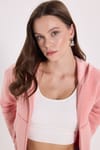 KADIN DÜZ KAPÜŞONLU FERMUARLI RDN-2395 SWEATSHIRT