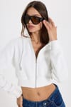 KADIN KAPÜŞONLU FERMUARLI CROP KTN-1642 SWEATSHIRT