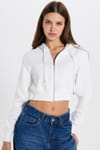 KADIN KAPÜŞONLU FERMUARLI CROP KTN-1642 SWEATSHIRT