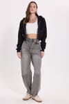 KADIN KAPÜŞONLU FERMUARLI CROP KTN-1642 SWEATSHIRT