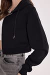 KADIN KAPÜŞONLU FERMUARLI CROP KTN-1642 SWEATSHIRT