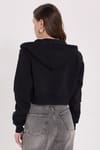KADIN KAPÜŞONLU FERMUARLI CROP KTN-1642 SWEATSHIRT