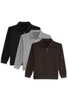 THREE PIECES RELAX FIT HALF ZIPPER PLAIN POLO NECK SWEATSHIRT