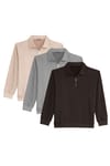 THREE PIECES RELAX FIT HALF ZIPPER PLAIN POLO NECK SWEATSHIRT