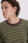 KADIN ÇİZGİLİ BİSİKLET YAKA OVERSIZE  SWEATSHIRT LDM-587