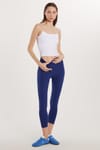 Kadın Slim Fit Dar Kesim İnterlok Lacivert Tayt