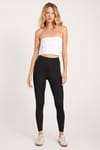Kadın Slim Fit Dar Kesim Scuba Kumaş Beli Lastikli Siyah Tayt