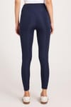 Kadın Slim Fit Dar Kesim Scuba Kumaş Beli Lastikli Lacivert Tayt