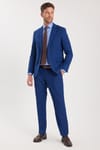 Erkek Slim Fit Mono Yaka Likralı Esnek Kumaş İndigo Takım Elbise
